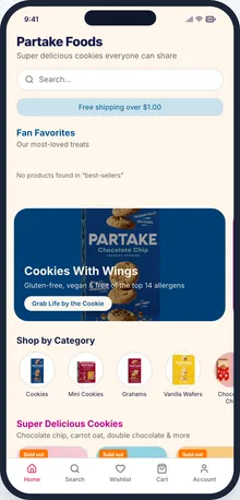Native app generated for one storefront brand, cropped to the phone frame